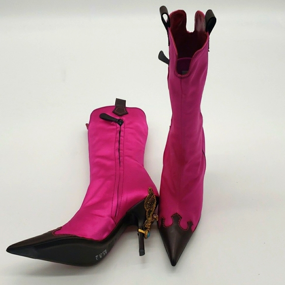 Giuseppe Zanotti Shoes - GIUSEPPE ZANOTTI SIZE 40 COLOR PINK SATIN AND BROWN LEATHER 100% AUTHENTIC NEW
